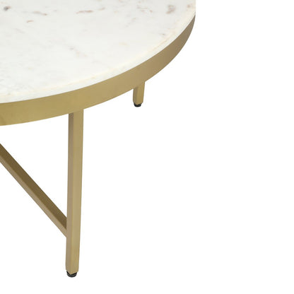 Benton Coffee Table in Gold/White, 36" Diameter x 18" H