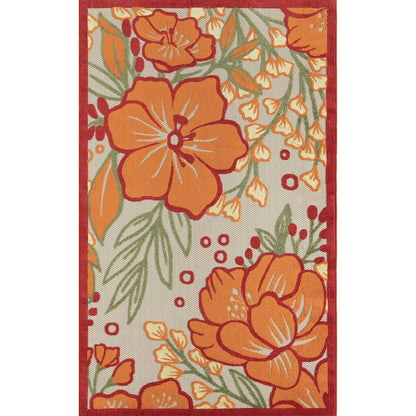 Copa Cabana Durable Performance Area Rug Outdoor in Gray/Beige, 5' x 8'
