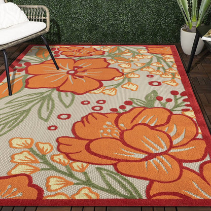Copa Cabana Durable Performance Area Rug Outdoor in Gray/Beige, 5' x 8'