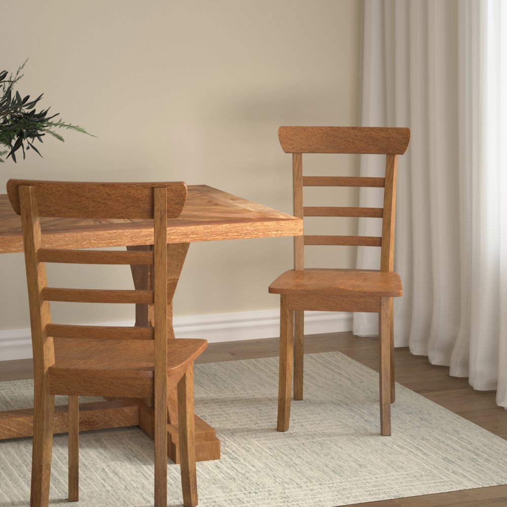 Prarie Mango Wood Chair Set of 2 in Brown Finish 19"L x 18"B x 39"H