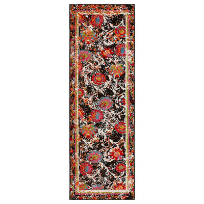 Fusion Jute Area Rug Indoor in Black/Multicolored, 2'3" x 7'