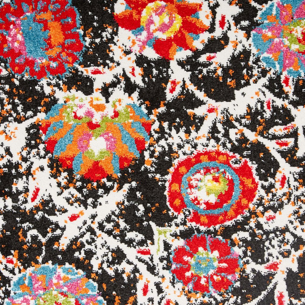 Fusion Jute Area Rug Indoor in Black/Multicolored, 2'3" x 7'