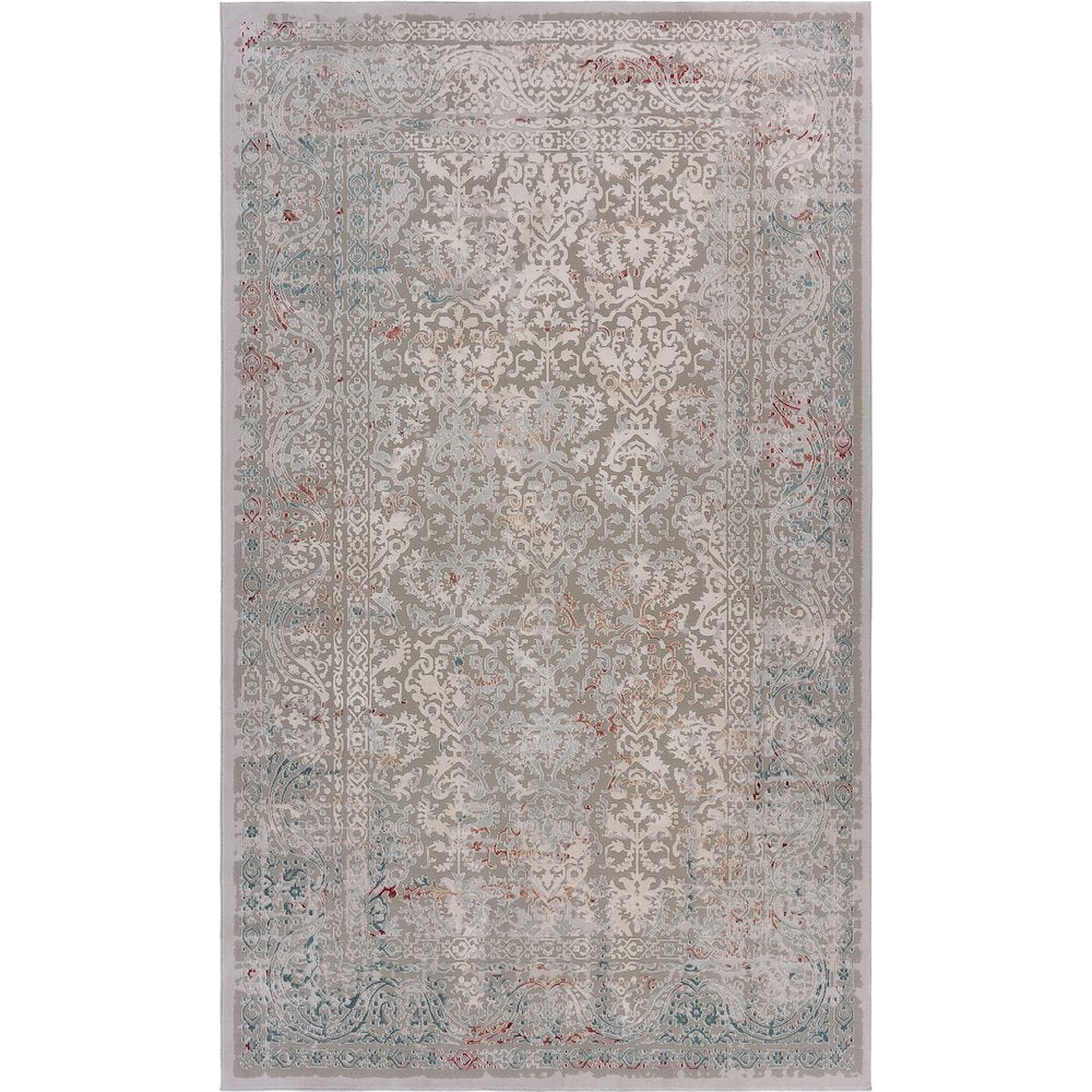 Imagine Durable Performance Area Rug Indoor in Gray/Red, 1'10" x 3'