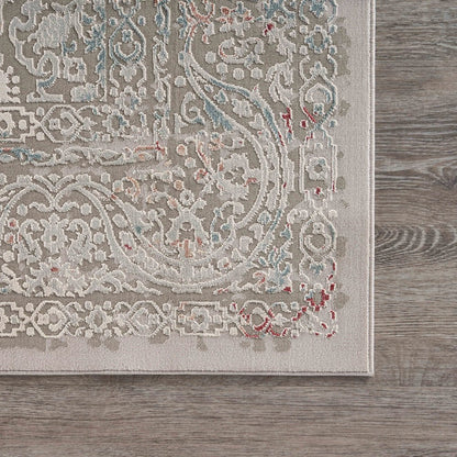 Imagine Durable Performance Area Rug Indoor in Gray/Red, 1'10" x 3'