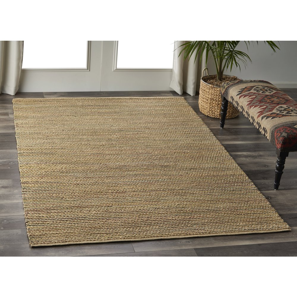 Natural Fiber Jute Blend Area Rug Indoor in Tan/Multicolored, 5' x 7'9"