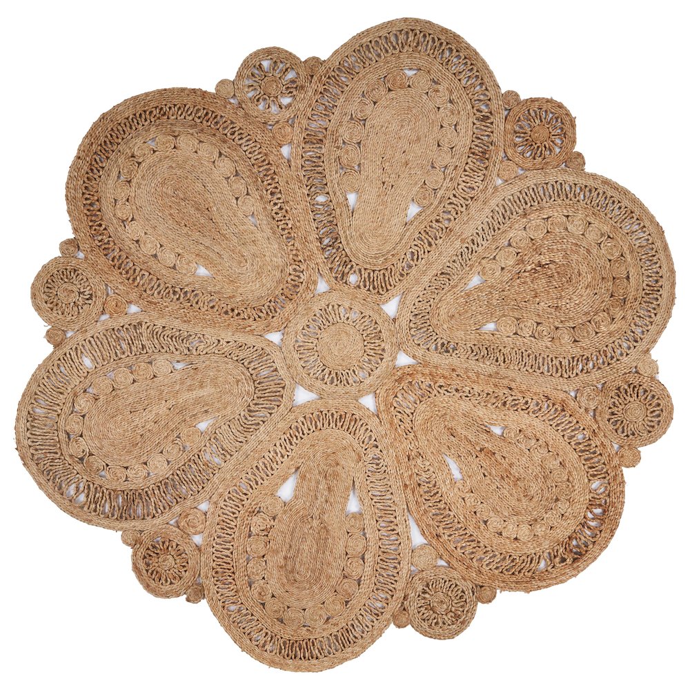 Boutique Jute Jute Area Rug Indoor in Tan/Brown, 4' Round