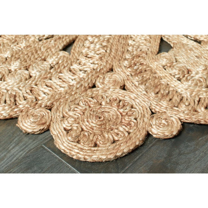 Boutique Jute Jute Area Rug Indoor in Tan/Brown, 4' Round