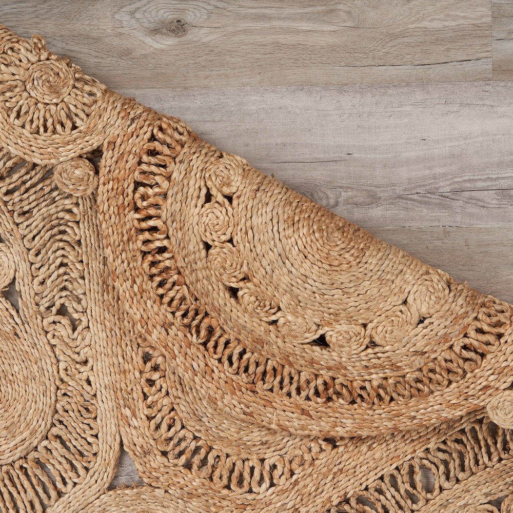 Boutique Jute Jute Area Rug Indoor in Tan/Brown, 4' Round