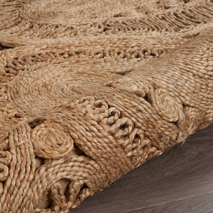 Boutique Jute Jute Area Rug Indoor in Tan/Brown, 4' Round