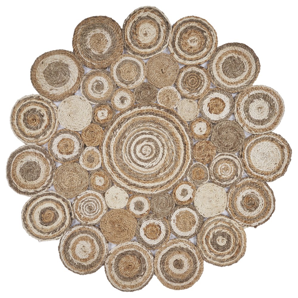 Boutique Jute Jute Area Rug Indoor in Brown/Ivory, 4' Round