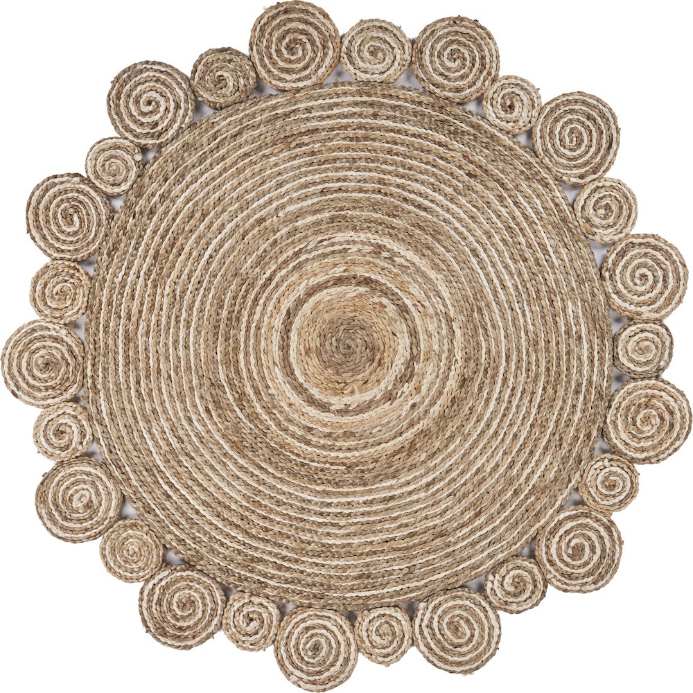 Boutique Jute Jute Area Rug Indoor in Tan/Ivory, 4' Round