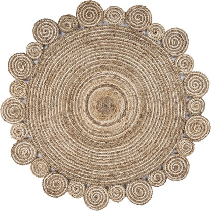 Boutique Jute Jute Area Rug Indoor in Tan/Ivory, 4' Round