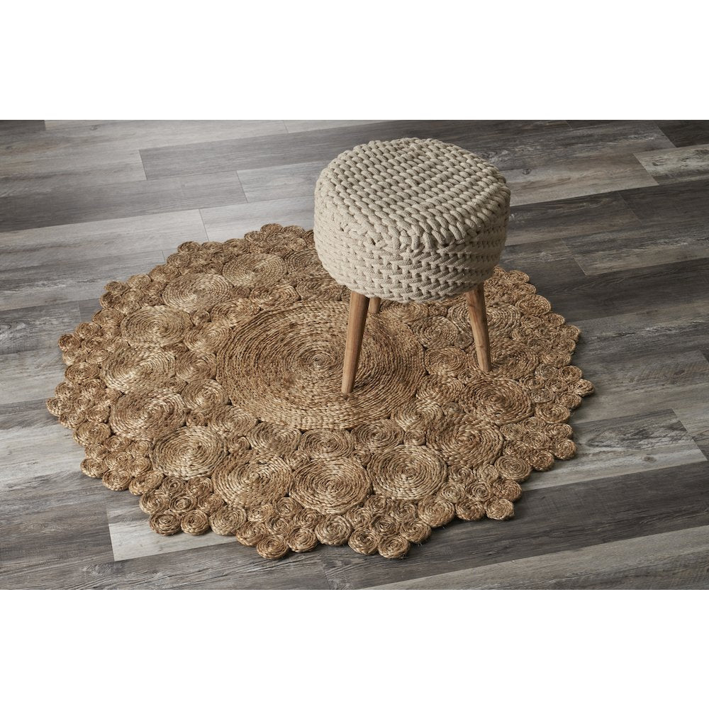 Boutique Jute Jute Area Rug Indoor in Brown/Tan, 4' Round