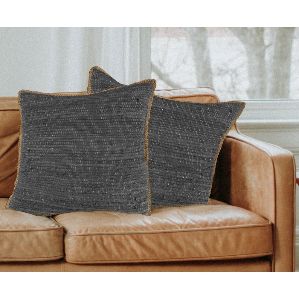 Riley Cotton Pillow Set of 2 in Gray/Tan, 20" x 20"