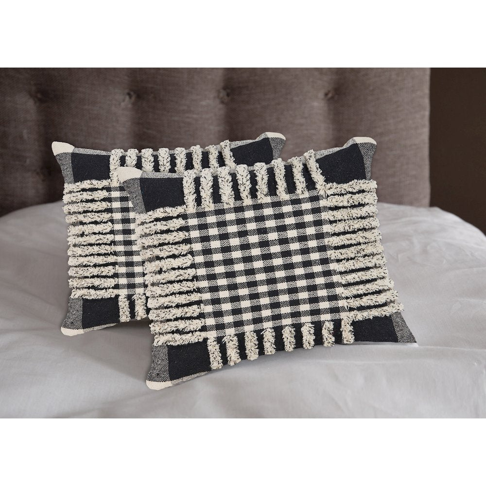 Elevate Cotton Pillow Set of 2 in Black/Ivory, 18" x 18"