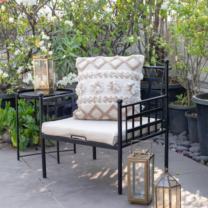 Ox Bay Hand-Woven Tan/White Diamond Indoor Outdoor Pillow Cover