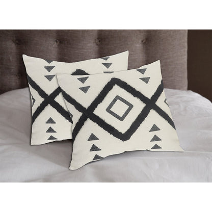 Avant-garde Cotton Pillow Set of 2 in Cream/Black, 20" x 20"