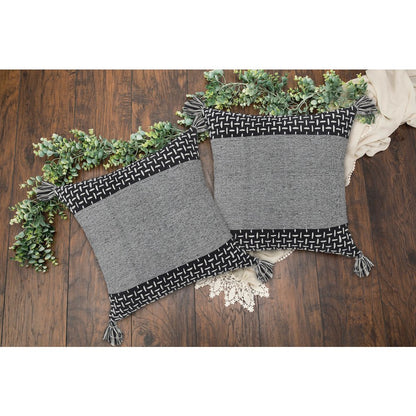 Elevate Cotton Pillow Set of 2 in Black/Gray, 20" x 20"