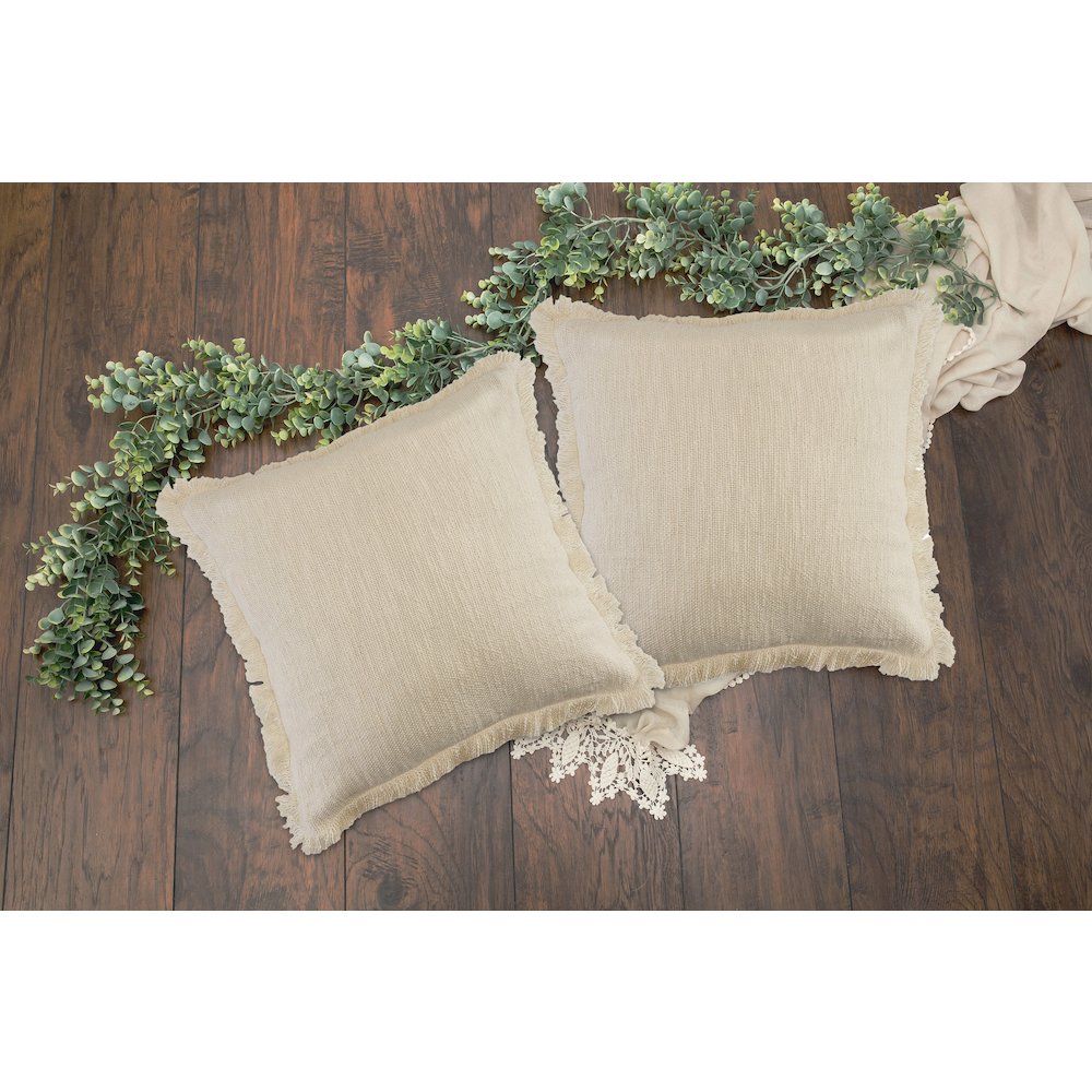 Aspen Cotton Pillow Set of 2 in Cream, 20" x 20"