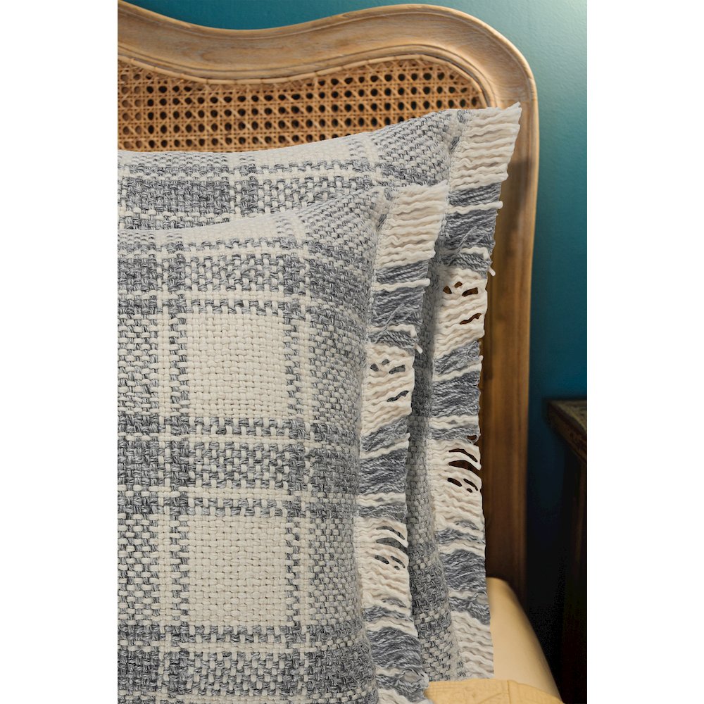 Drew Cotton Blend Pillow Set of 2 in Ivory/Gray, 20" x 20"