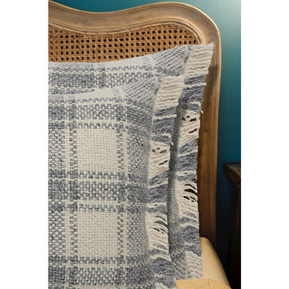 Drew Cotton Blend Pillow Set of 2 in Ivory/Gray, 20" x 20"