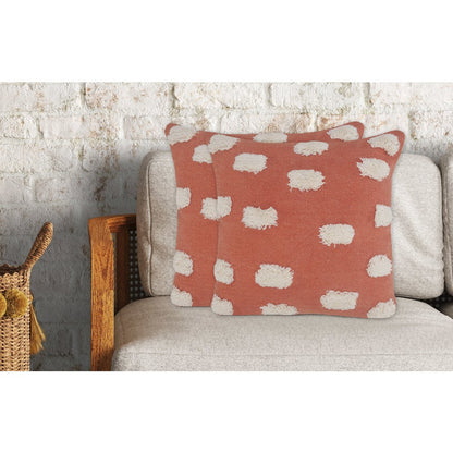 Zeal Cotton Pillow Set of 2 in Orange/White, 20" x 20"