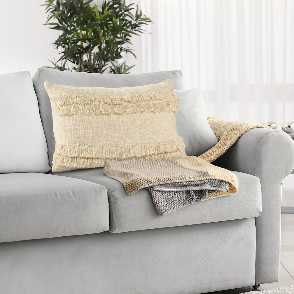 Beverly Fringed Solid Throw Pillow
