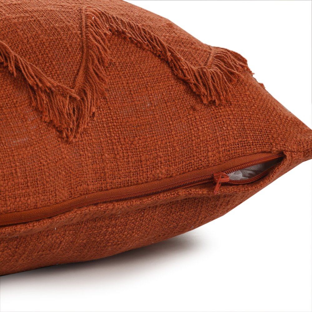 Solid Cinnamon Chevron Shag Throw Pillow