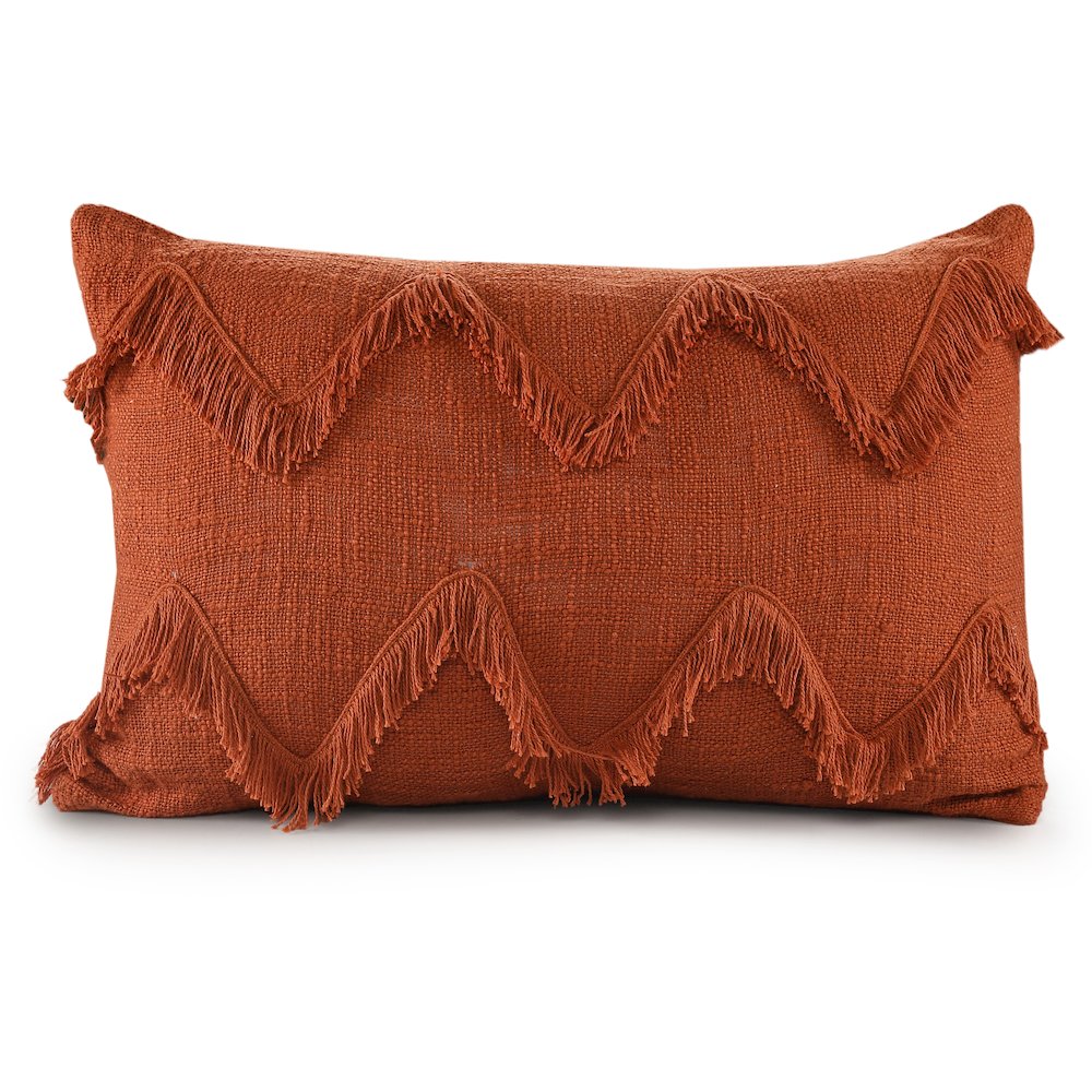 Solid Cinnamon Chevron Shag Throw Pillow