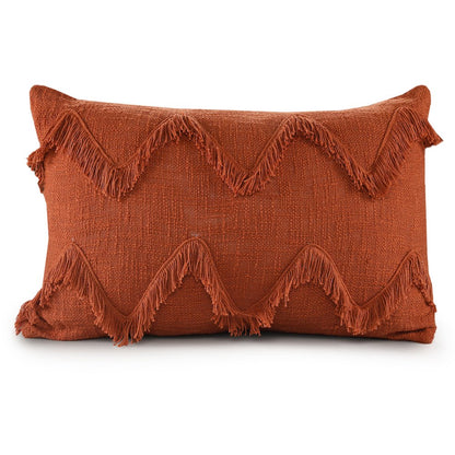 Solid Cinnamon Chevron Shag Throw Pillow