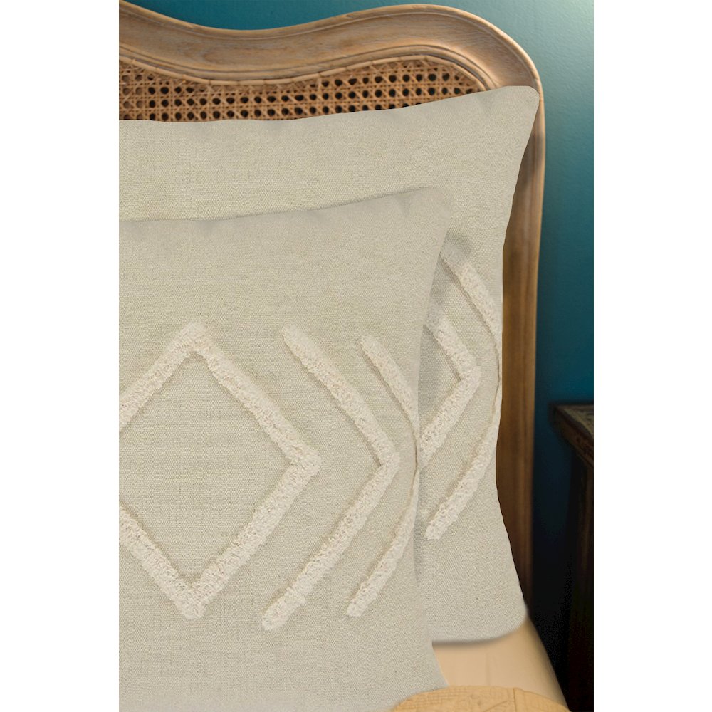 Oslo Cotton Pillow Set of 2 in Cream/White, 20" x 20"
