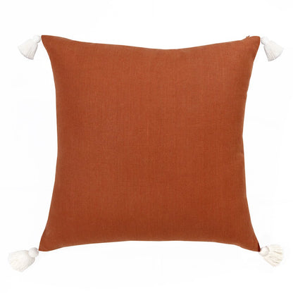 Estate Linen Poly Filled Pillow in Orange/Ivory, 20" x 20"