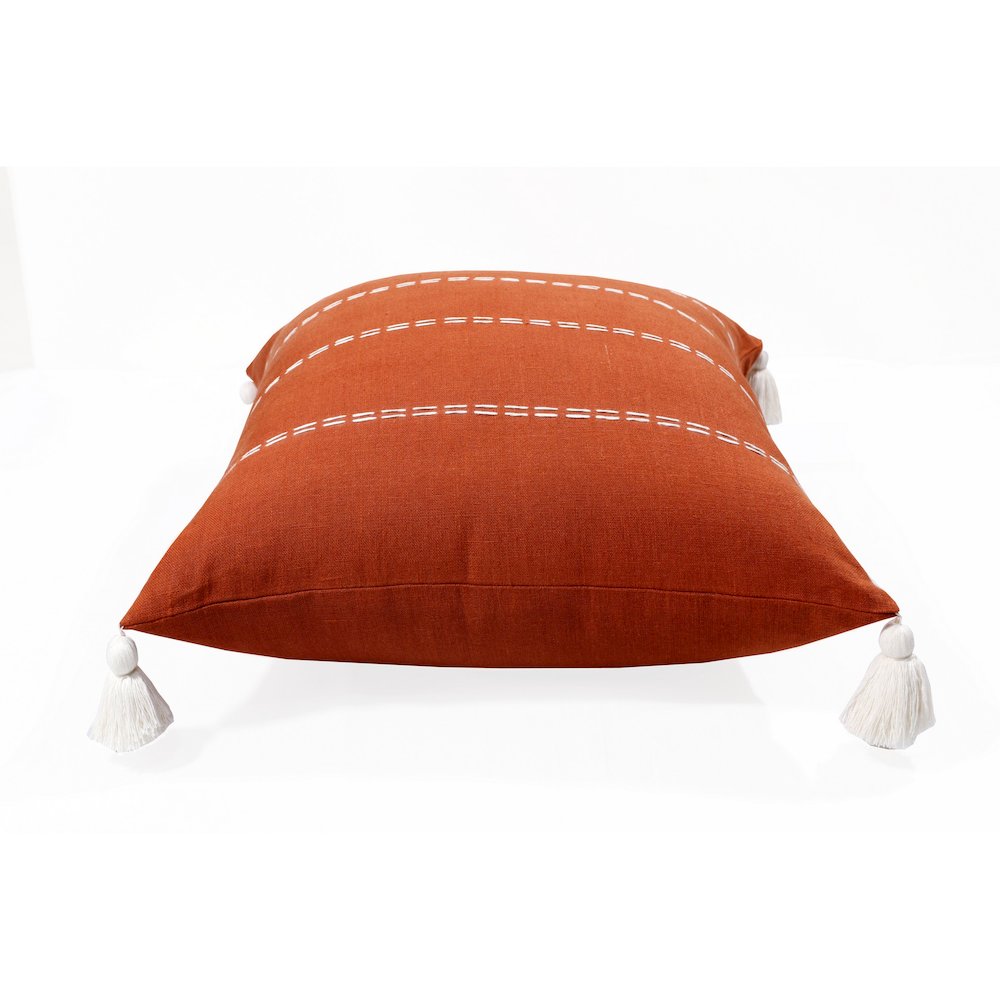 Estate Linen Poly Filled Pillow in Orange/Ivory, 20" x 20"