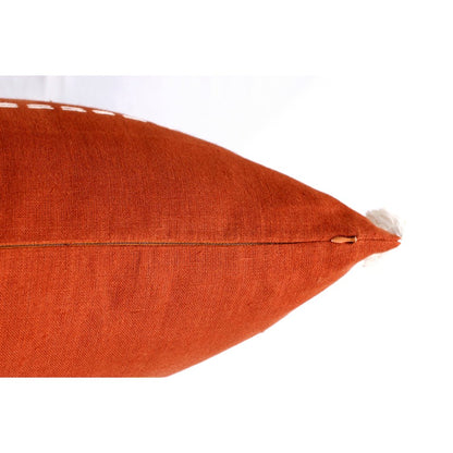Estate Linen Poly Filled Pillow in Orange/Ivory, 20" x 20"