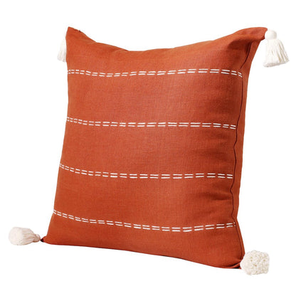 Estate Linen Poly Filled Pillow in Orange/Ivory, 20" x 20"