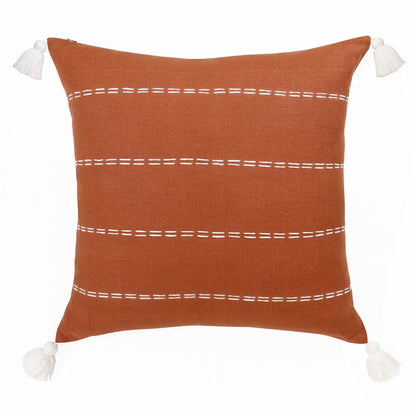 Estate Linen Poly Filled Pillow in Orange/Ivory, 20" x 20"