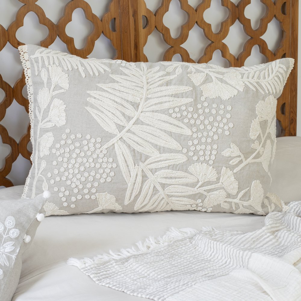 Odyssey Linen Poly Filled Pillow in Cream/Beige, 16" x 24"