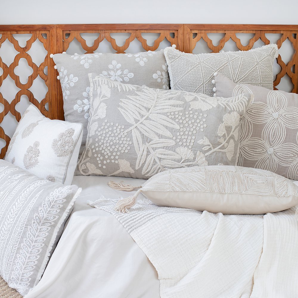 Odyssey Linen Poly Filled Pillow in Cream/Beige, 16" x 24"