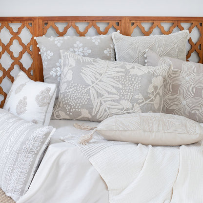 Odyssey Linen Poly Filled Pillow in Cream/Beige, 16" x 24"