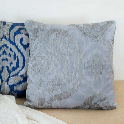 Cosmopolitan Performance Poly Filled Pillow in Blue/Silver, 20" x 20"