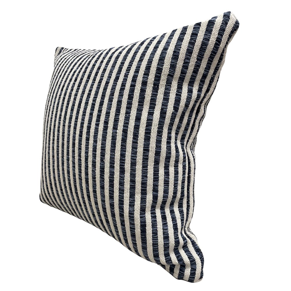 Ox Bay Blue/White Stripe All-Natural Cotton Pillow Cover, Set of 4