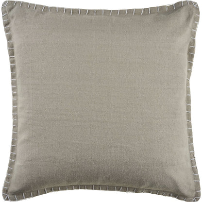 Ox Bay Hand-Woven Taupe Bordered All-Natural Cotton Pillow Cover