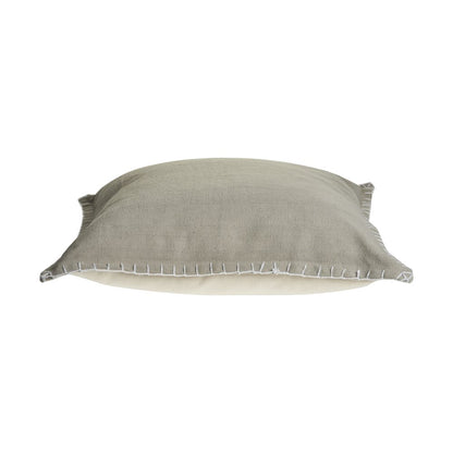 Ox Bay Hand-Woven Taupe Bordered All-Natural Cotton Pillow Cover