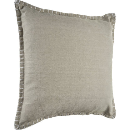 Ox Bay Hand-Woven Taupe Bordered All-Natural Cotton Pillow Cover