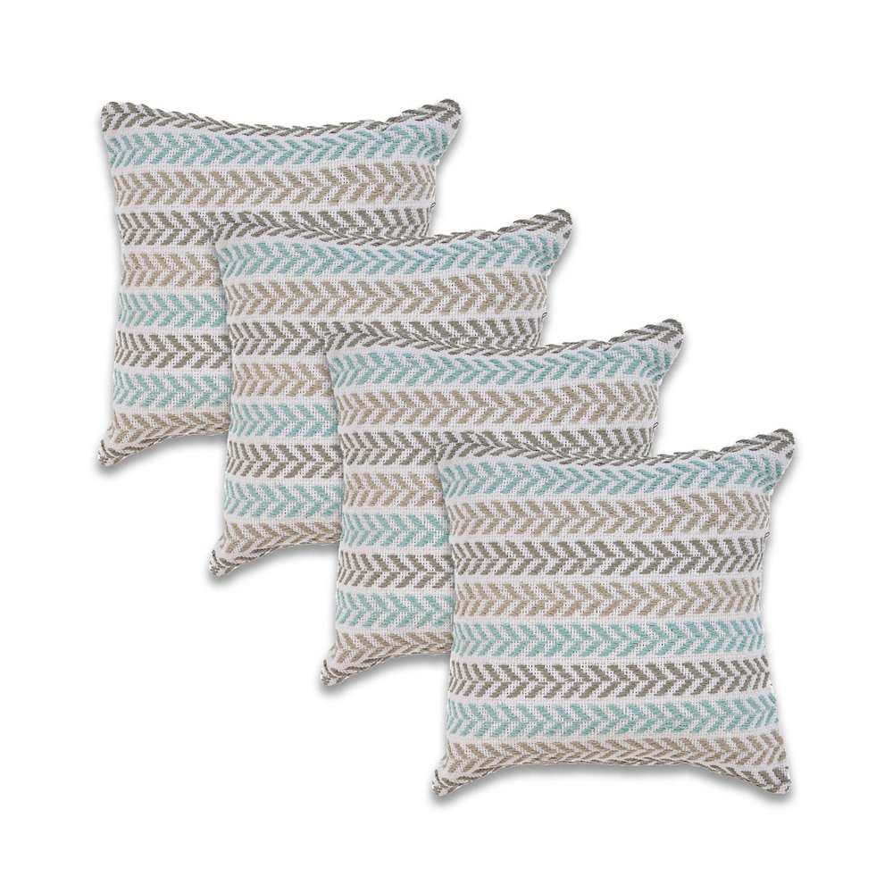 Ox Bay Turquoise Chevron All-Natural Cotton Square 4 Piece Pillow Cover Set
