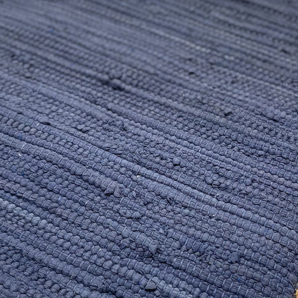 Ox Bay Hand-Woven Blue/Tan Bordered Cotton Blend  Pillow Cover