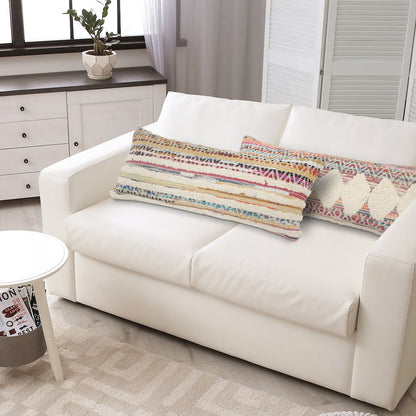 Ox Bay Hand-Woven Multicolored/Cream Stripe All-Natural Cotton Pillow Cover