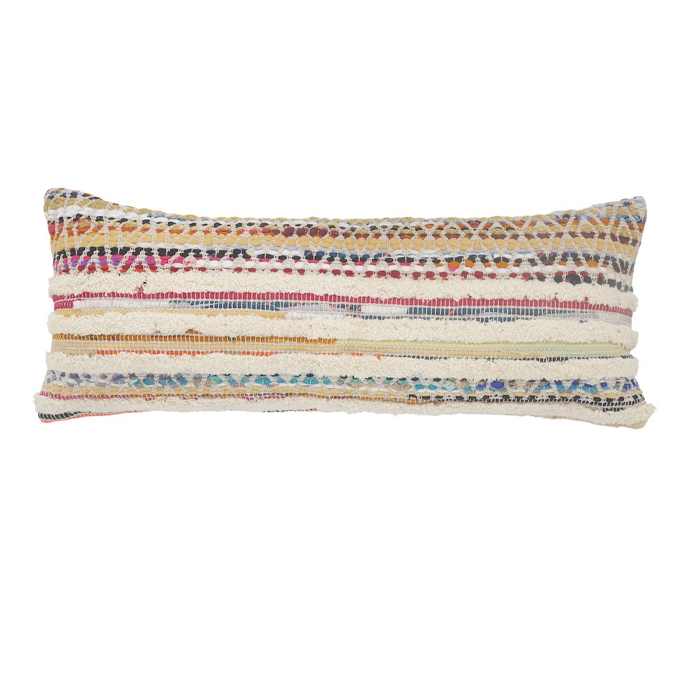 Ox Bay Hand-Woven Multicolored/Cream Stripe All-Natural Cotton Pillow Cover
