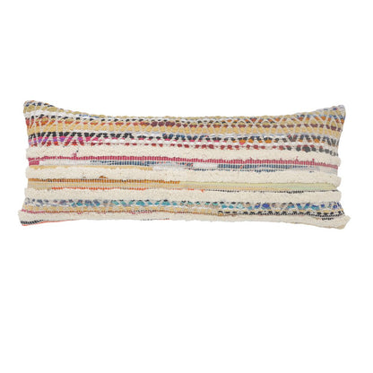Ox Bay Hand-Woven Multicolored/Cream Stripe All-Natural Cotton Pillow Cover