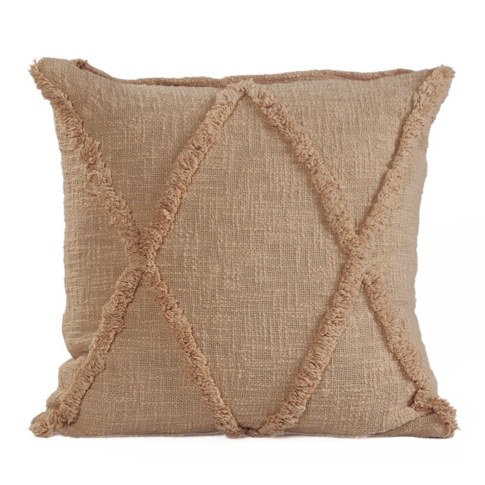 Ox Bay Hand-Woven Brown Diamond All-Natural Cotton Pillow Cover